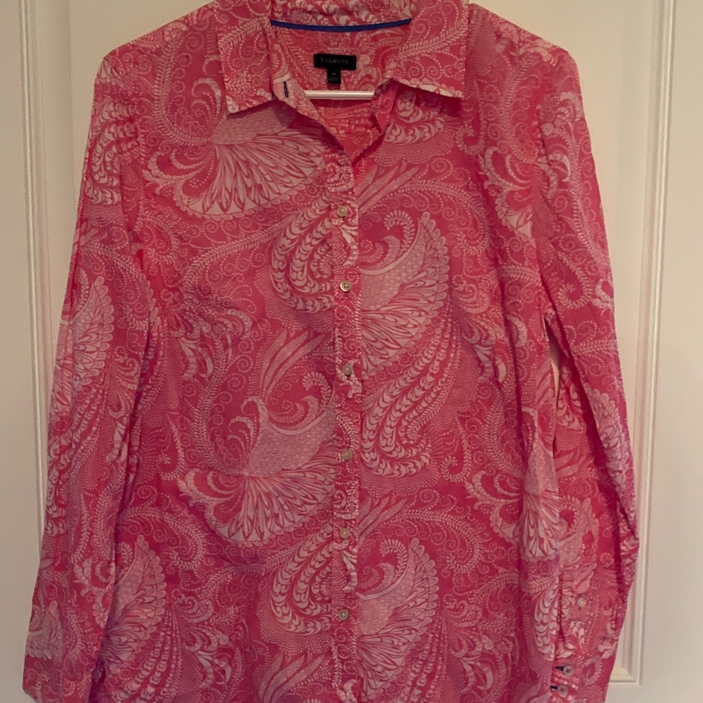 Talbots pink cotton blouse EUC